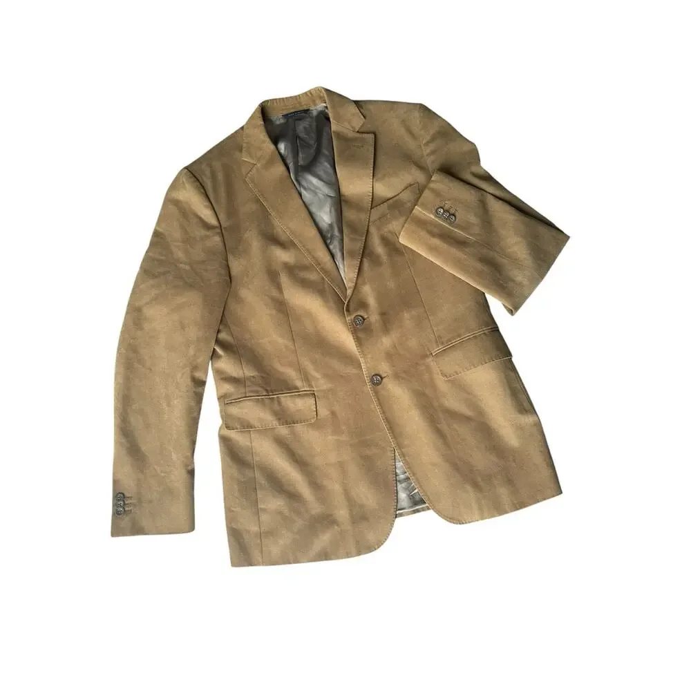 Y2K Banana Republic Modern Fit Camel Cotton Twill Blazer Sport Coat 42R 2008